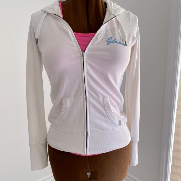 🤍GARAGE 🤍Medium white zipper hoodie . - Picture 3 of 11